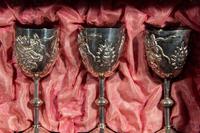 A Set of Four Chinese Export Silver Stem Cups