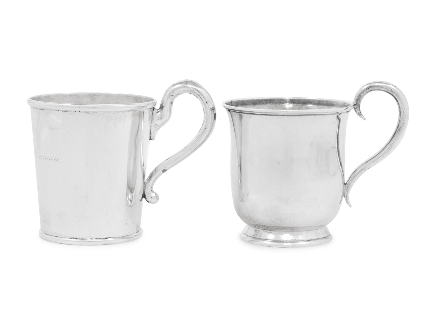 Two American Coin Silver Mugs