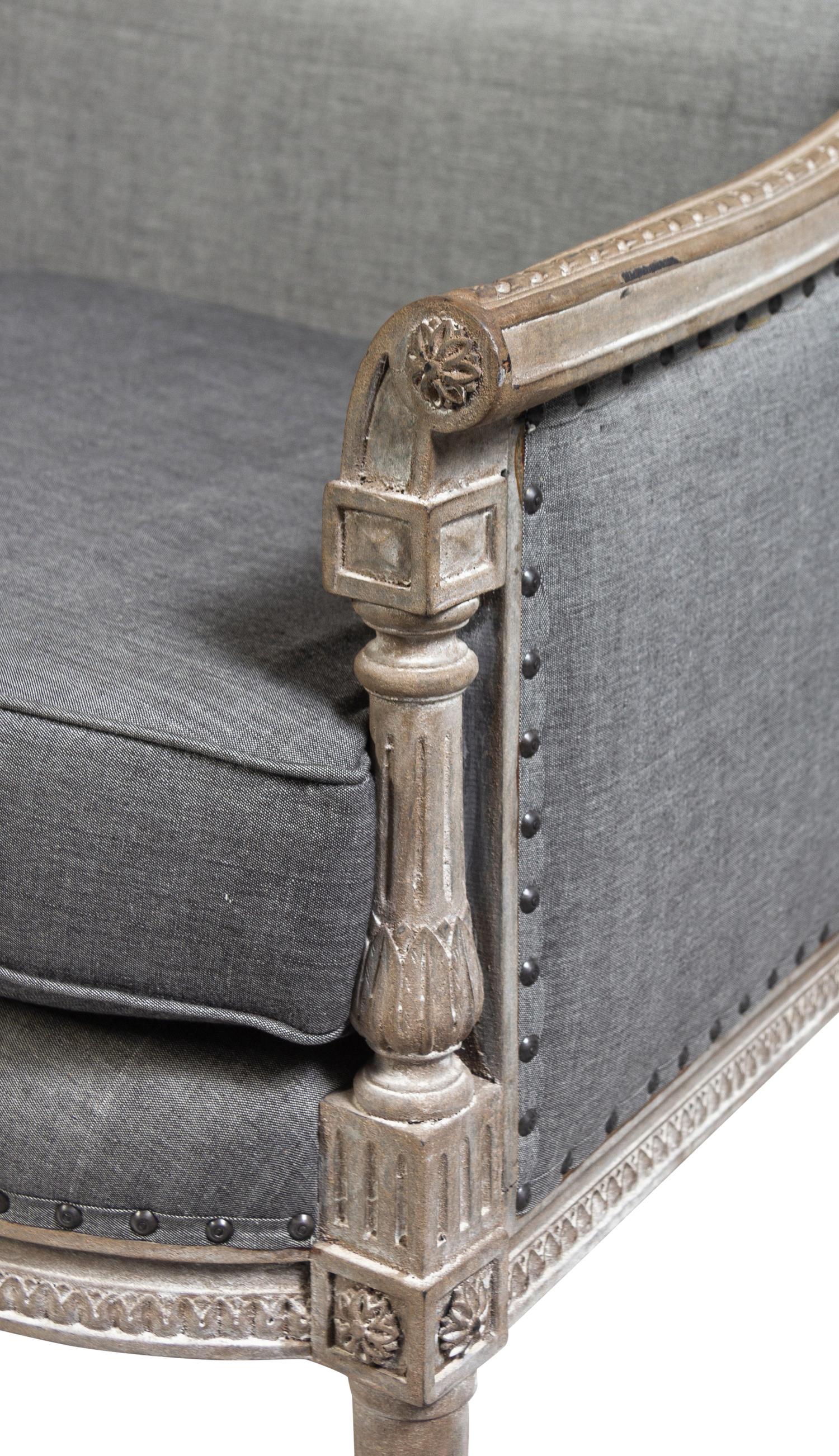 A Louis XVI Style Gray-Painted Three-Piece Seating Suite