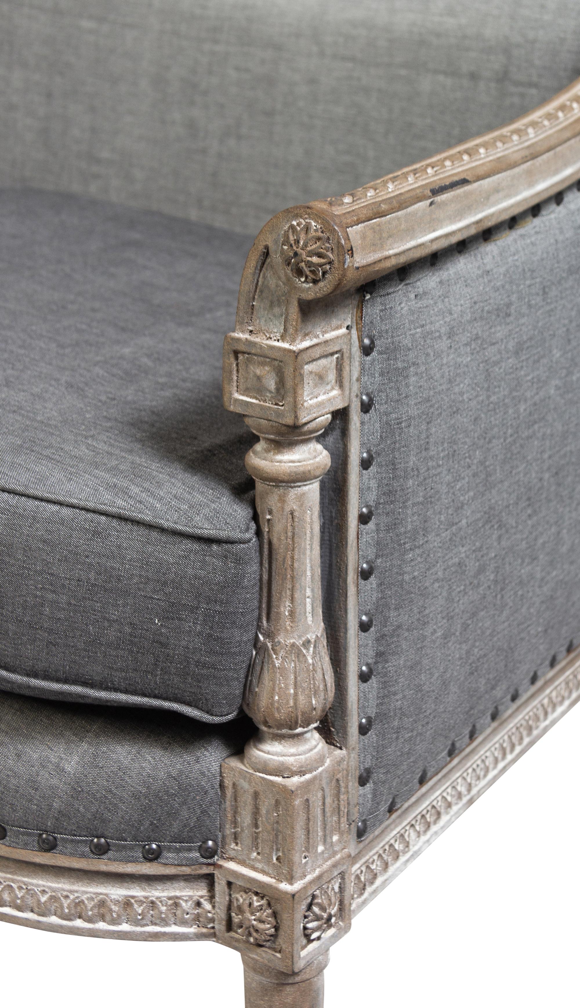 A Louis XVI Style Gray-Painted Three-Piece Seating Suite