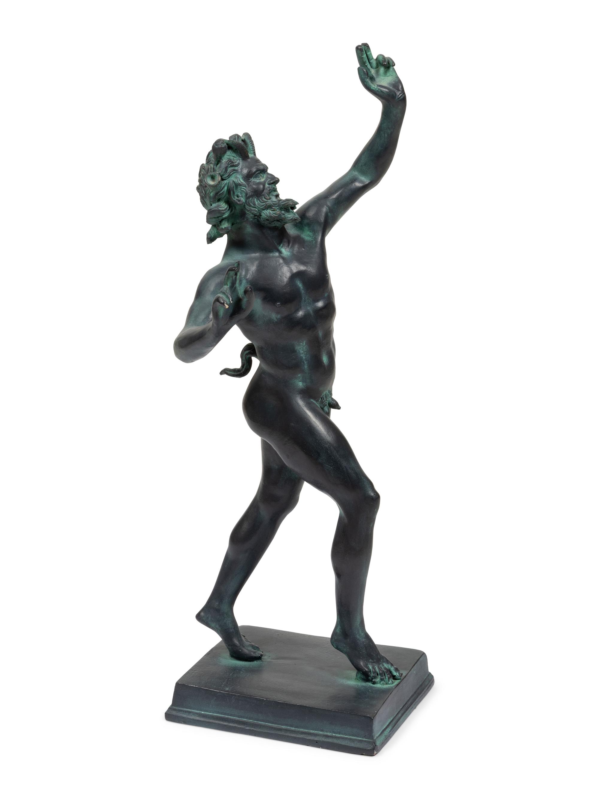 A Patinated Cast Resin Figure of the Faun of Pompeii