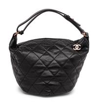 Chanel, Black Quilted Leather Hobo Bag