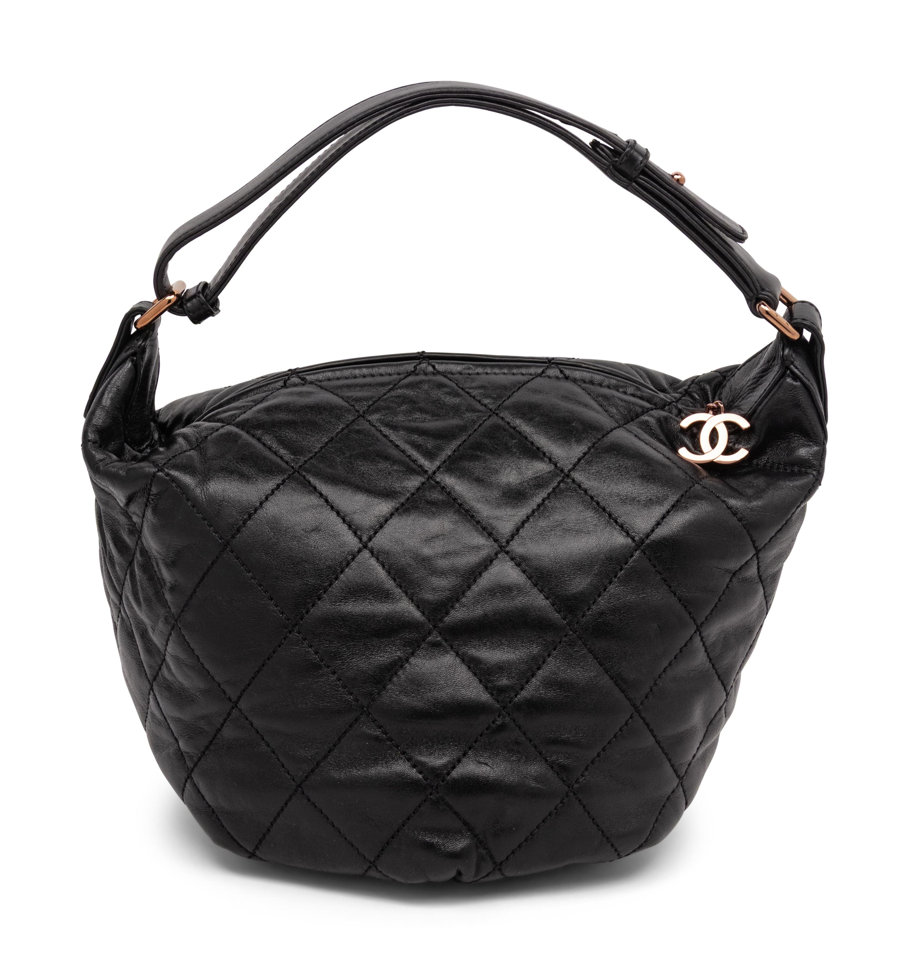 Chanel, Black Quilted Leather Hobo Bag