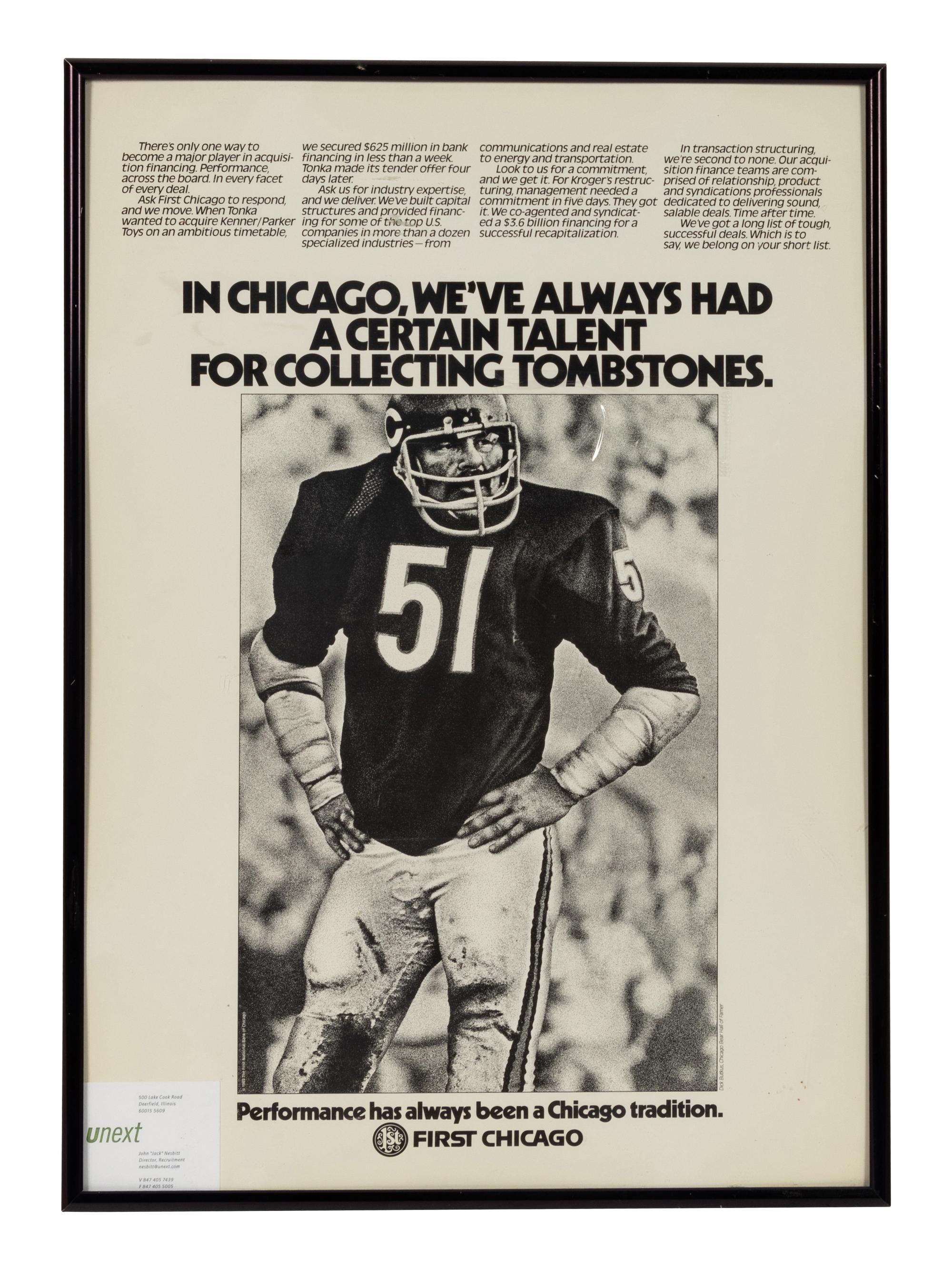 A Group of Five Advertisements Formerly Displayed at Mike Ditka’s Restaurant