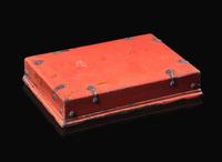 A Korean metal-mounted red lacquer writing or inkstone box, Joseon dynasty 紅色漆盒 朝鮮王朝