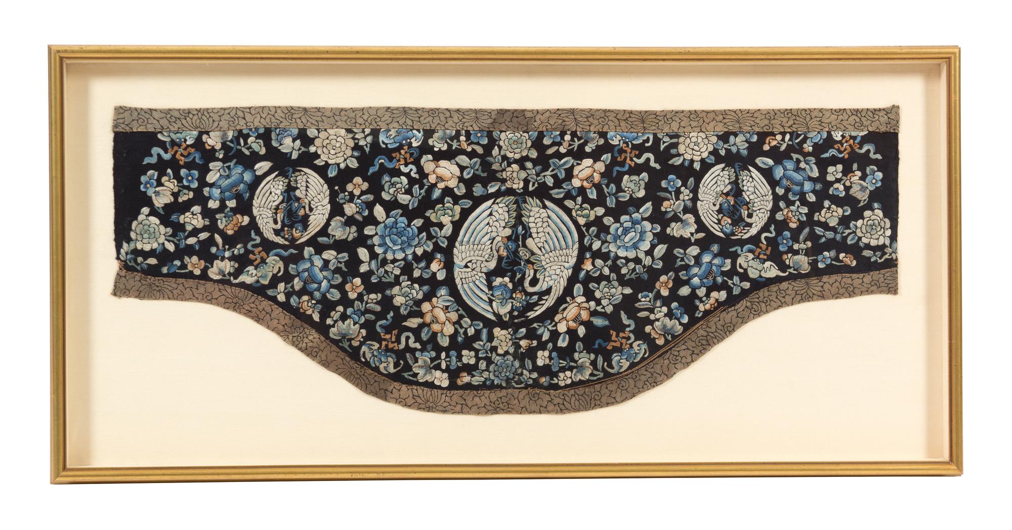 A Group of Four Gilt Framed Chinese Embroidered Panels Largest framed size 35 x 25 1/2 inches. — 19TH CENTURY