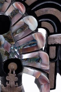 An Onyx and Mother-of-Pearl Bust of an Aztec Deity
