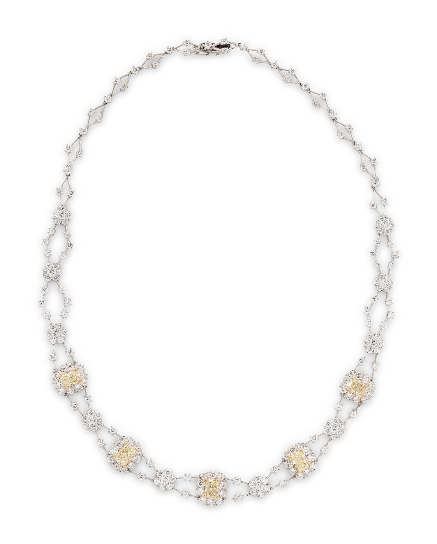 YELLOW DIAMOND AND DIAMOND NECKLACE