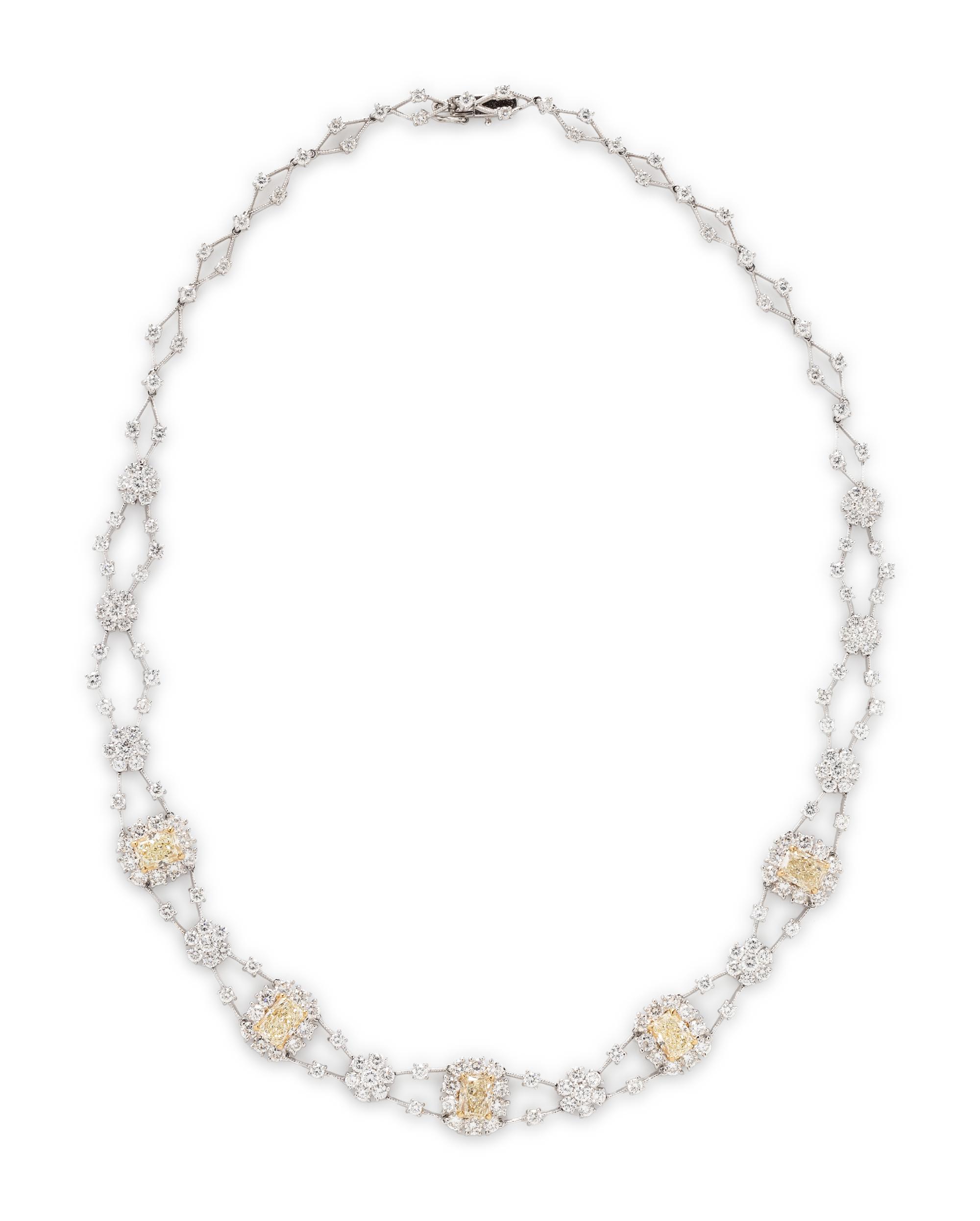 YELLOW DIAMOND AND DIAMOND NECKLACE