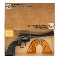 **Colt Dual Cylinder Blued 6" New Frontier .22 Revolver in Original Box with Extra Grips