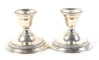 A Pair of Silver Candlesticks, , weighted