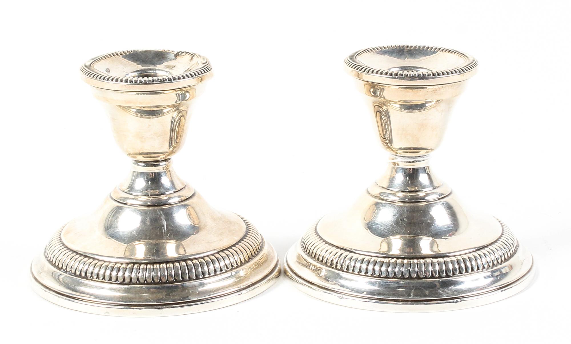 A Pair of Silver Candlesticks, , weighted