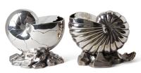 Two English Silver-Plate Nautilus Spoon Warmers — 19TH CENTURY