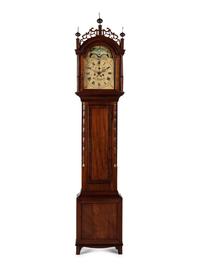 A Federal Inlaid Mahogany Tall Case Clock With Works by Frederick Wingate, Augusta, Maine