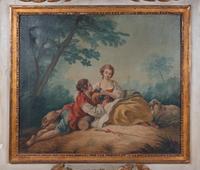 A Louis XVI Style Parcel-Gilt and Grey-Painted Trumeau