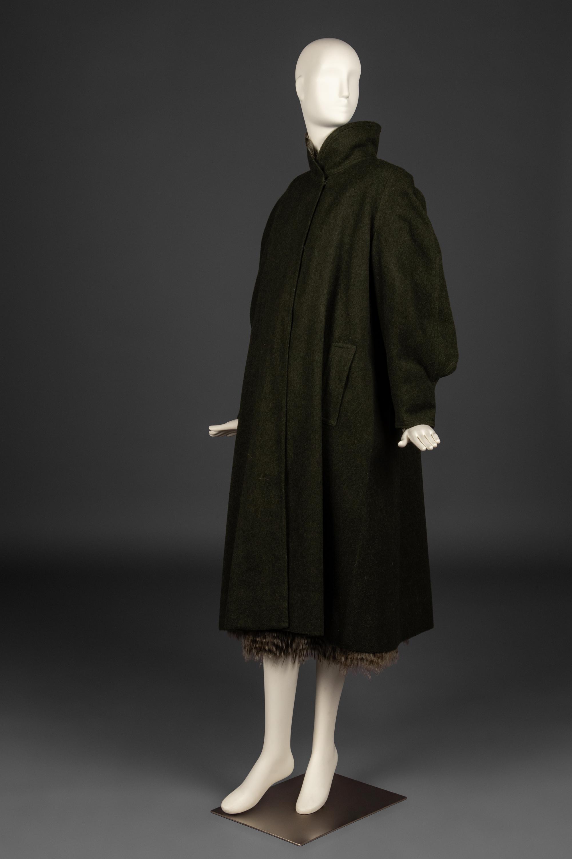 Fendi Horizontal Fox Fur Coat with Wool Overcoat, 1970-80s