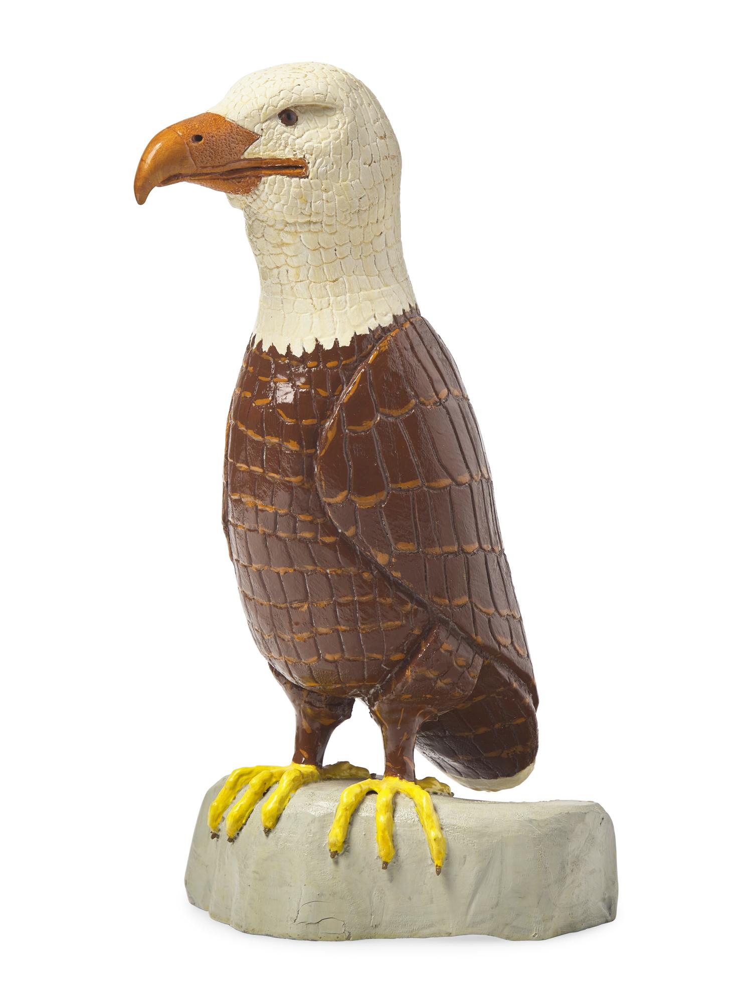 A Carved and Painted Wood Figure of an Eagle
