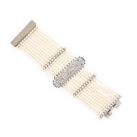 Seed Pearl, Diamond, and Sapphire Bracelet