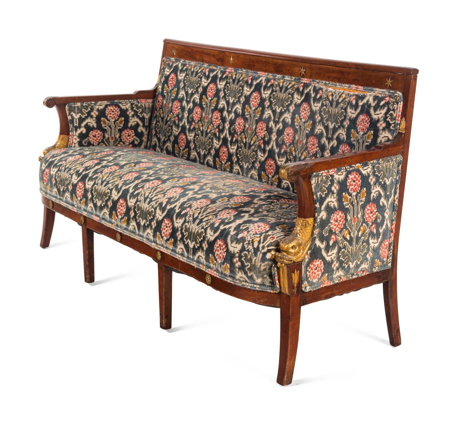 An Empire Style Gilt Bronze Mounted Mahogany Sofa