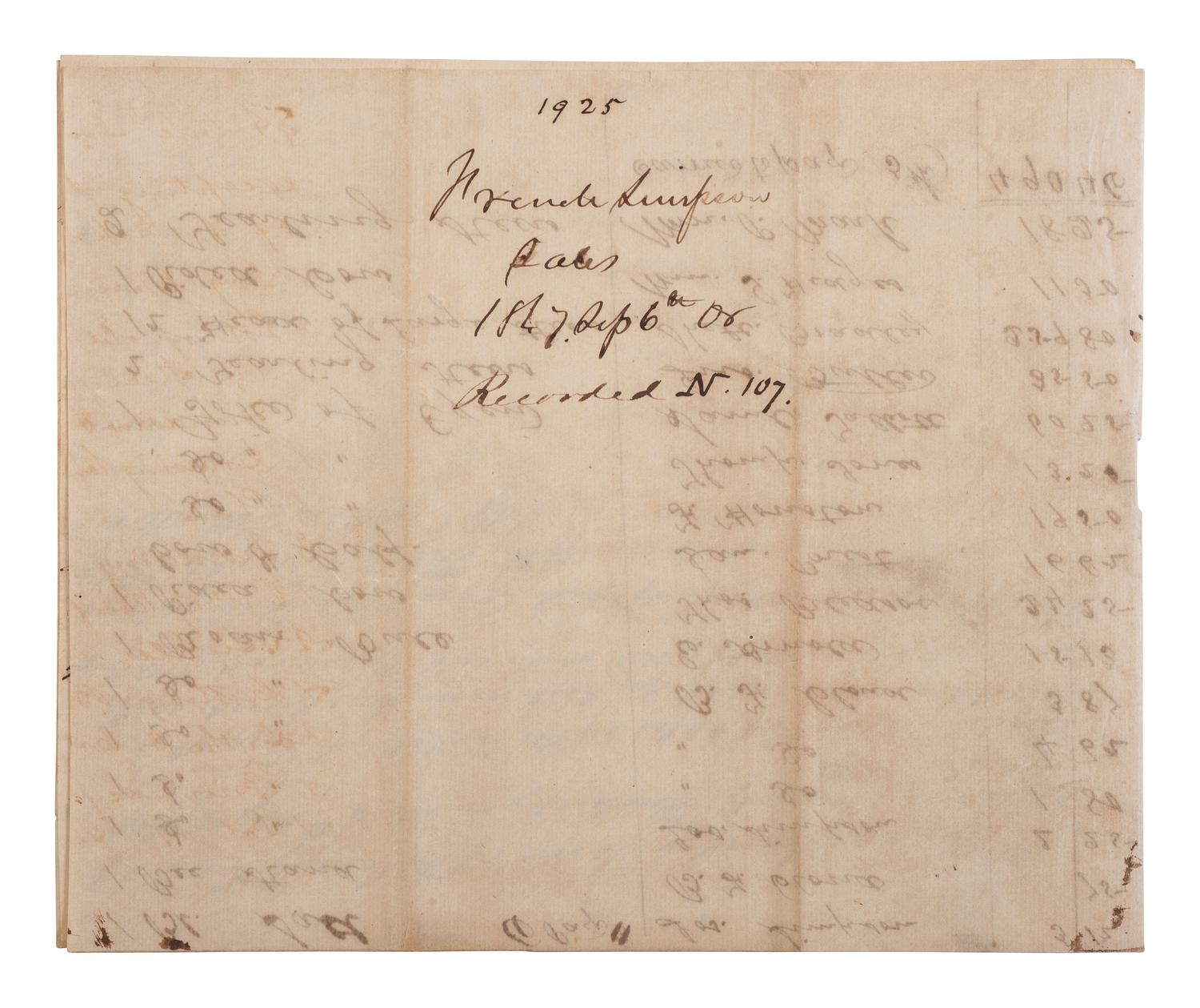 [ENSLAVEMENT & ABOLITION]. A group of 6 estate documents listing individual enslaved persons, most by name. [Bourbon County, KY]. 1831-1861.