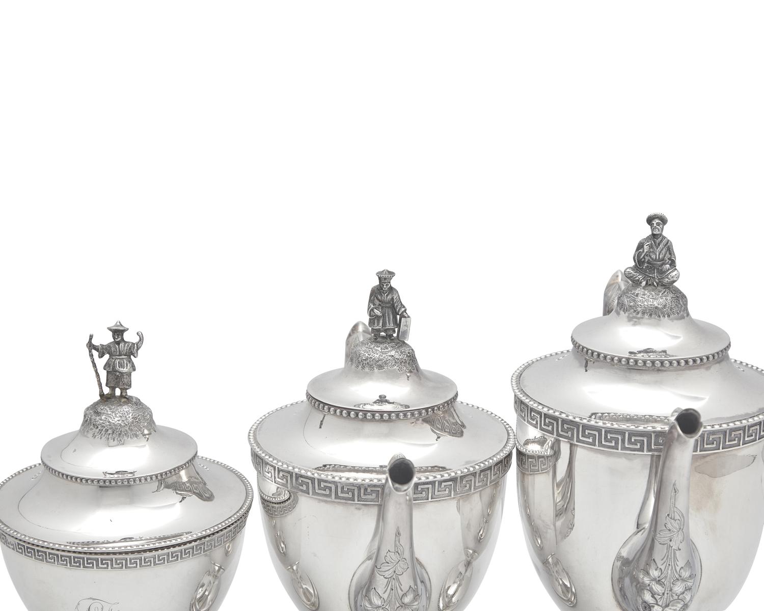 A Classical Five-Piece Coin Silver Tea Service, Robert & William Wilson (active c. 1825-1846), Philadelphia, PA, Circa 1830