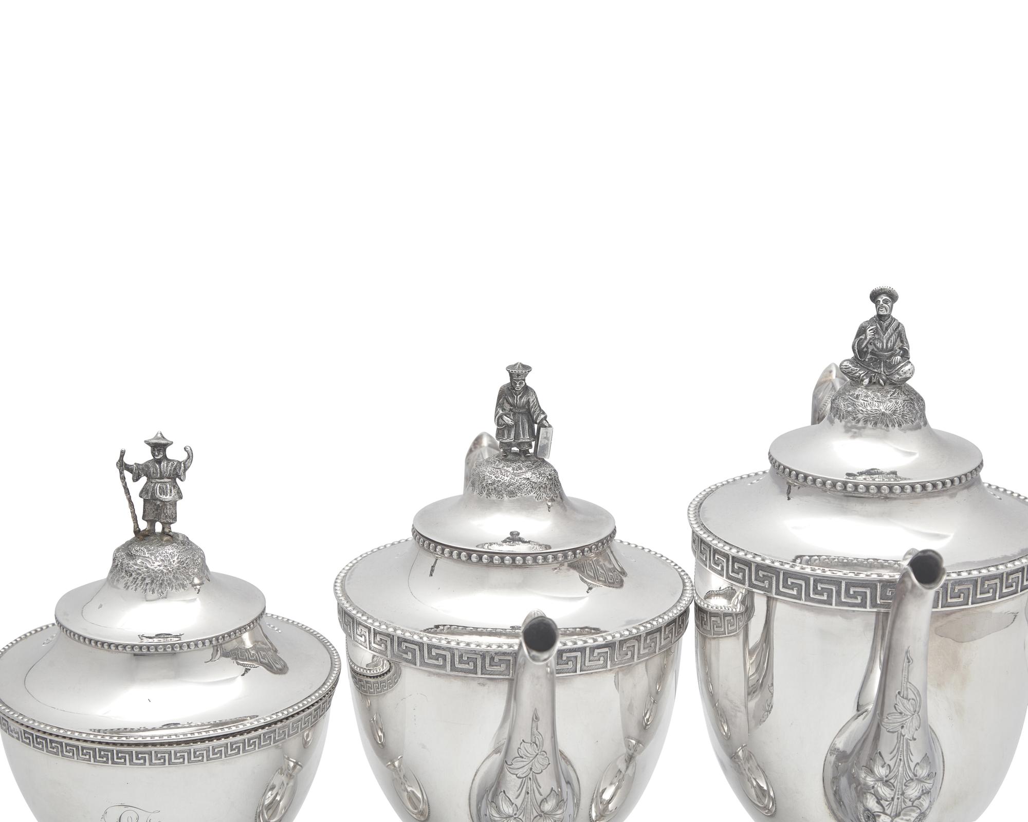A Classical Five-Piece Coin Silver Tea Service, Robert & William Wilson (active c. 1825-1846), Philadelphia, PA, Circa 1830