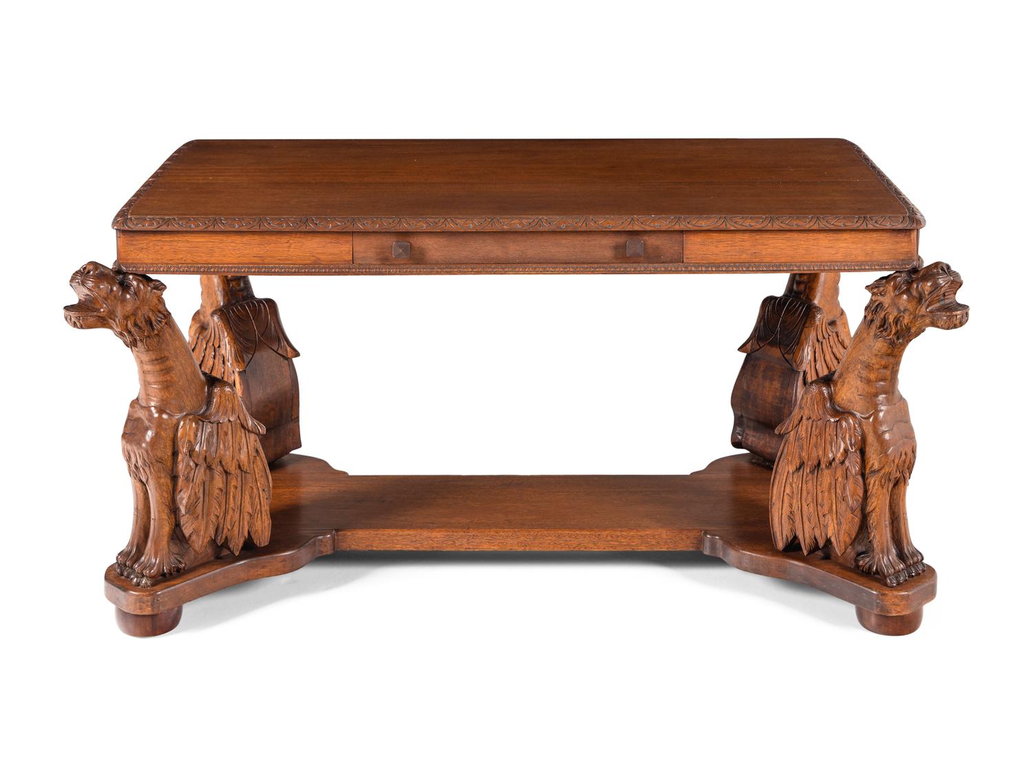 A Renaissance Revival Carved Walnut Partners' Desk