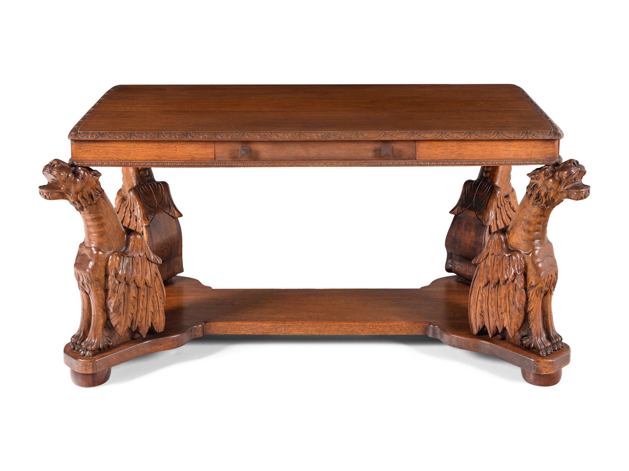 A Renaissance Revival Carved Walnut Partners' Desk