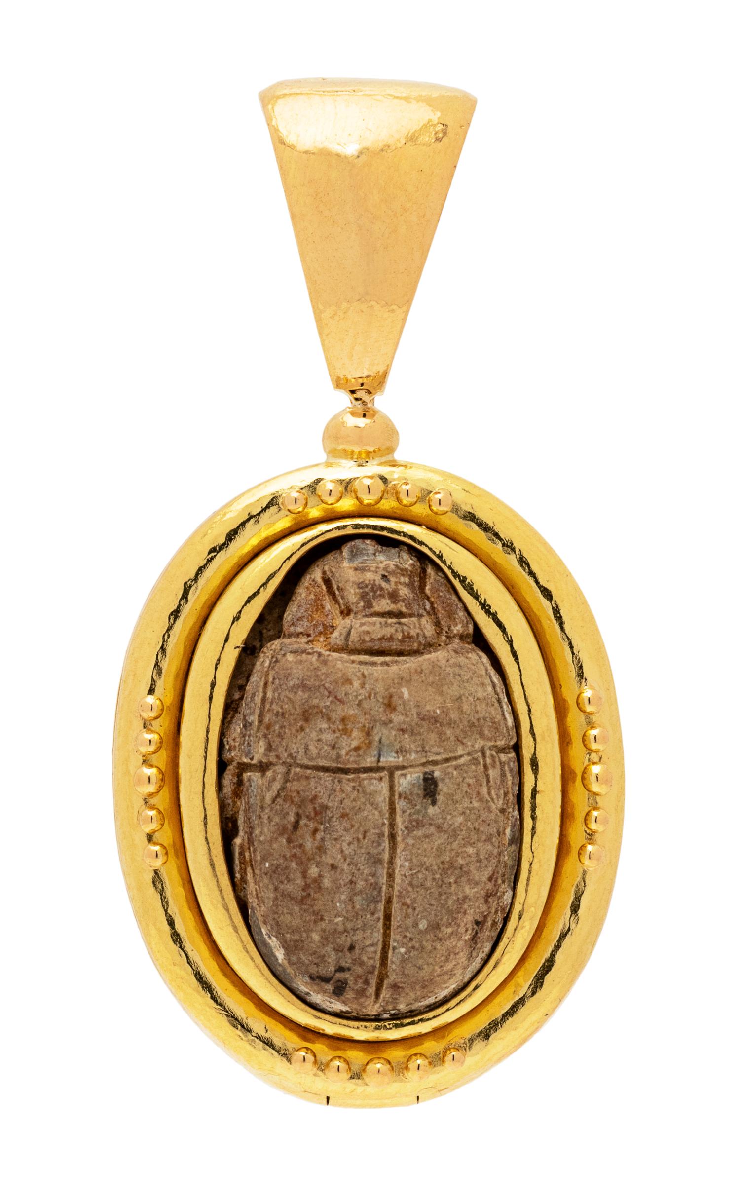 ELIZABETH LOCKE, YELLOW GOLD AND HARDSTONE SCARAB PENDANT