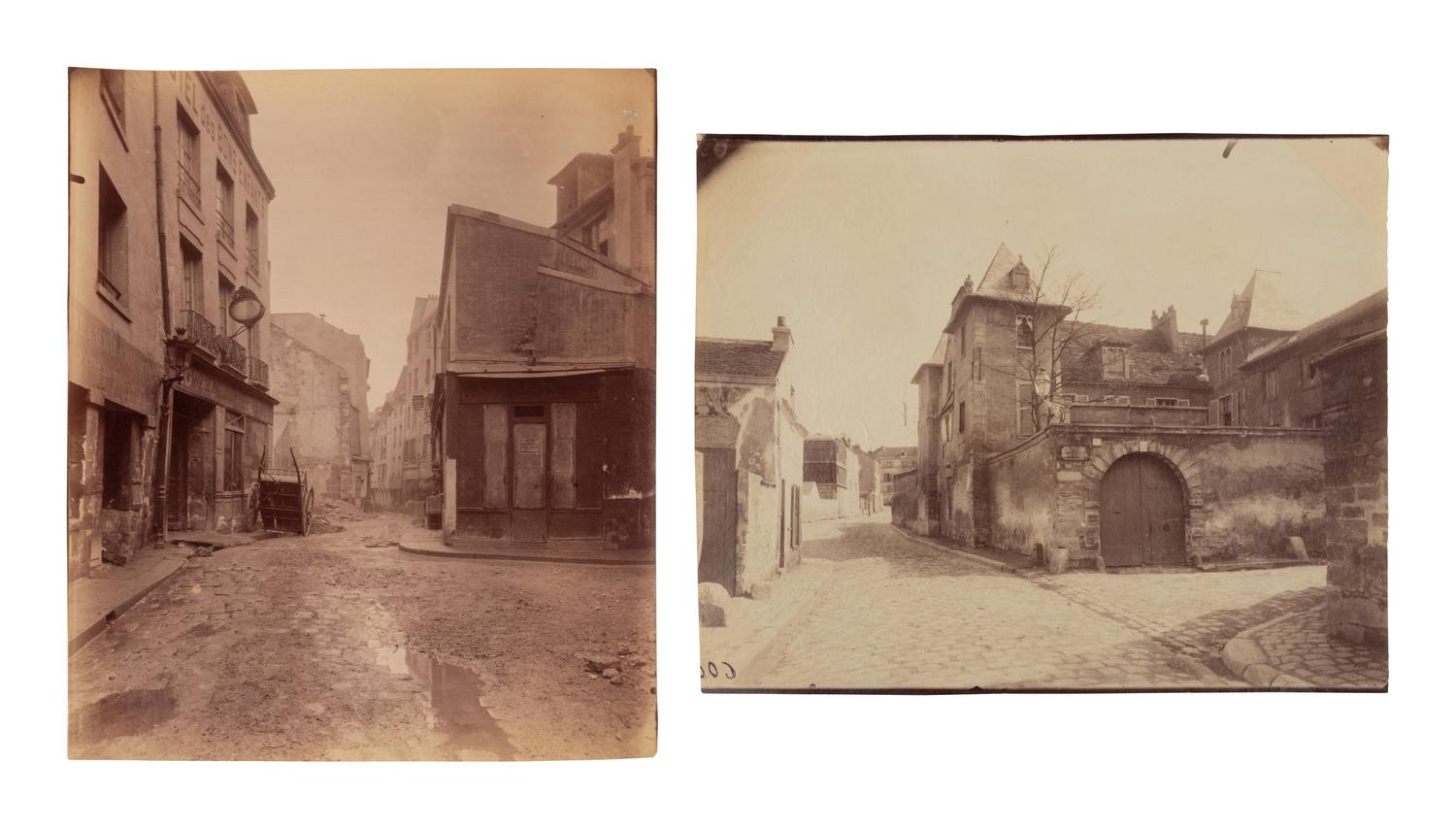 A pair of photographs ( 5e arrondissement, 1899 (rue Saint-Médard) , 1899-1900; Gentilly – ancien château , 1901)