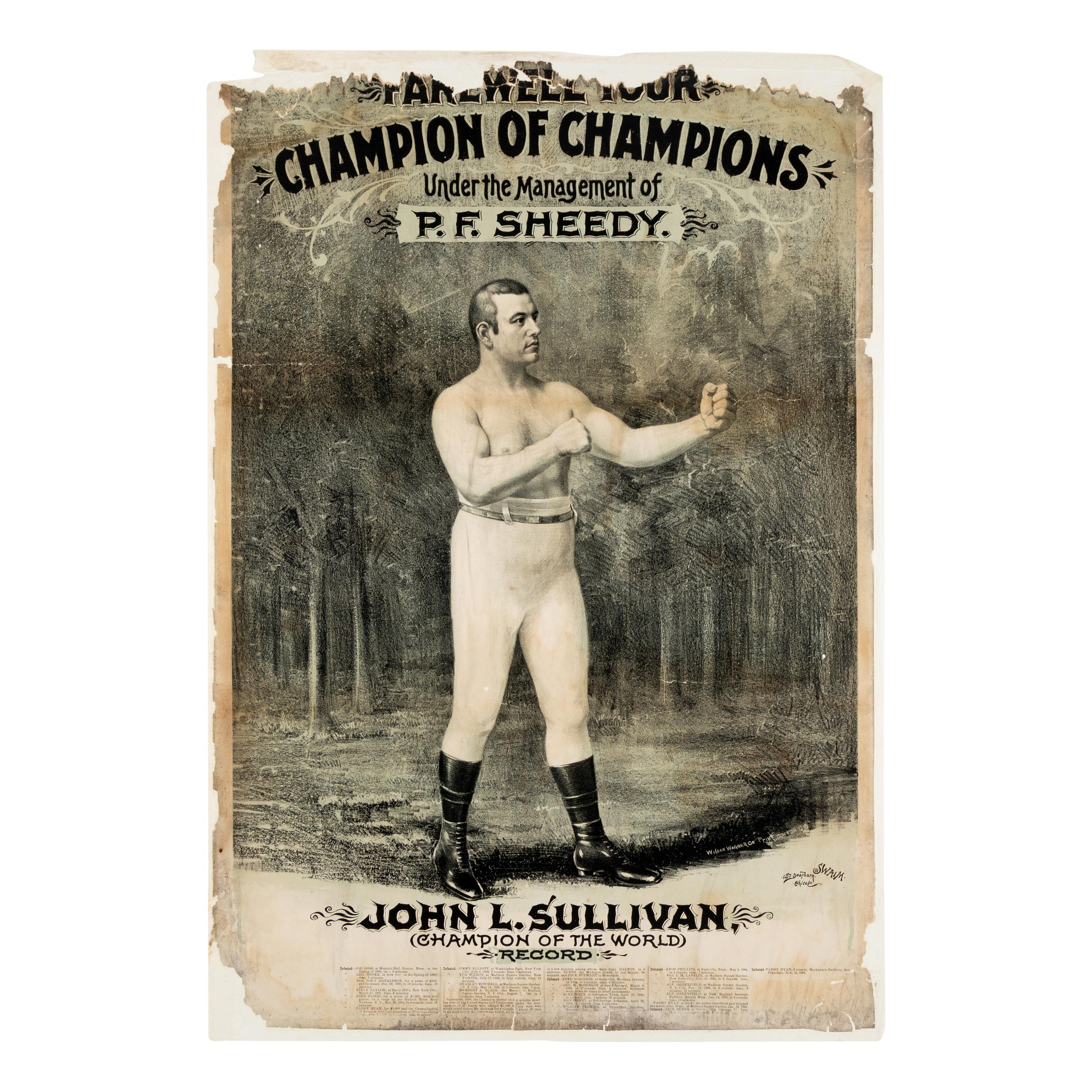 [Boxing]. Farewell Tour. Champion of Champions...John L. Sullivan (Champion of the World) . Chicago: Wilson Wagner Co. n.d. [ca 1886-1887].