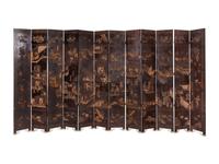 A Chinese Lacquered Thirteen-Panel Floor Screen
