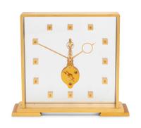 A Jaeger LeCoultre Brass and Glass Clock