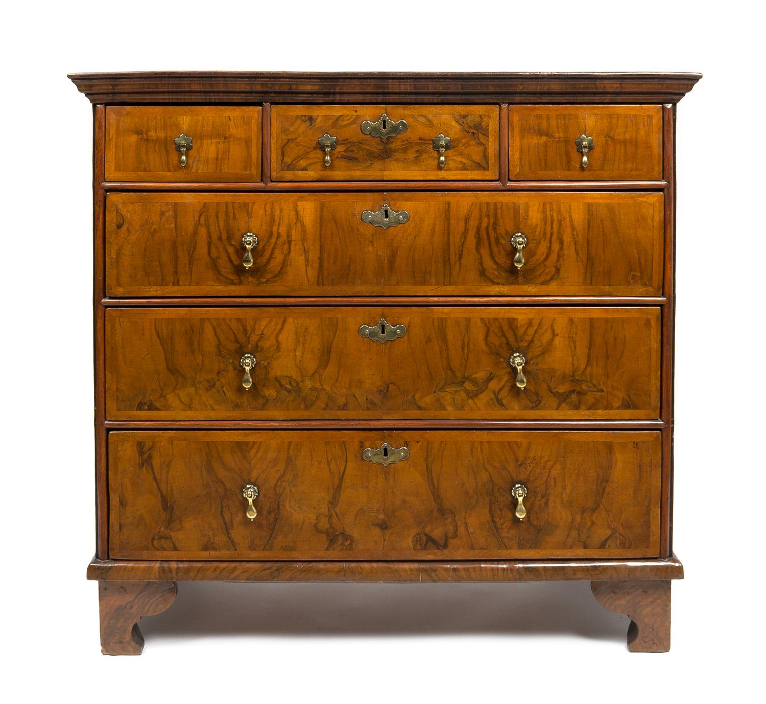 A George III Mahogany Chest of Drawers Height 38 x width 40 x depth 21 1/2 inches. — CIRCA 1900