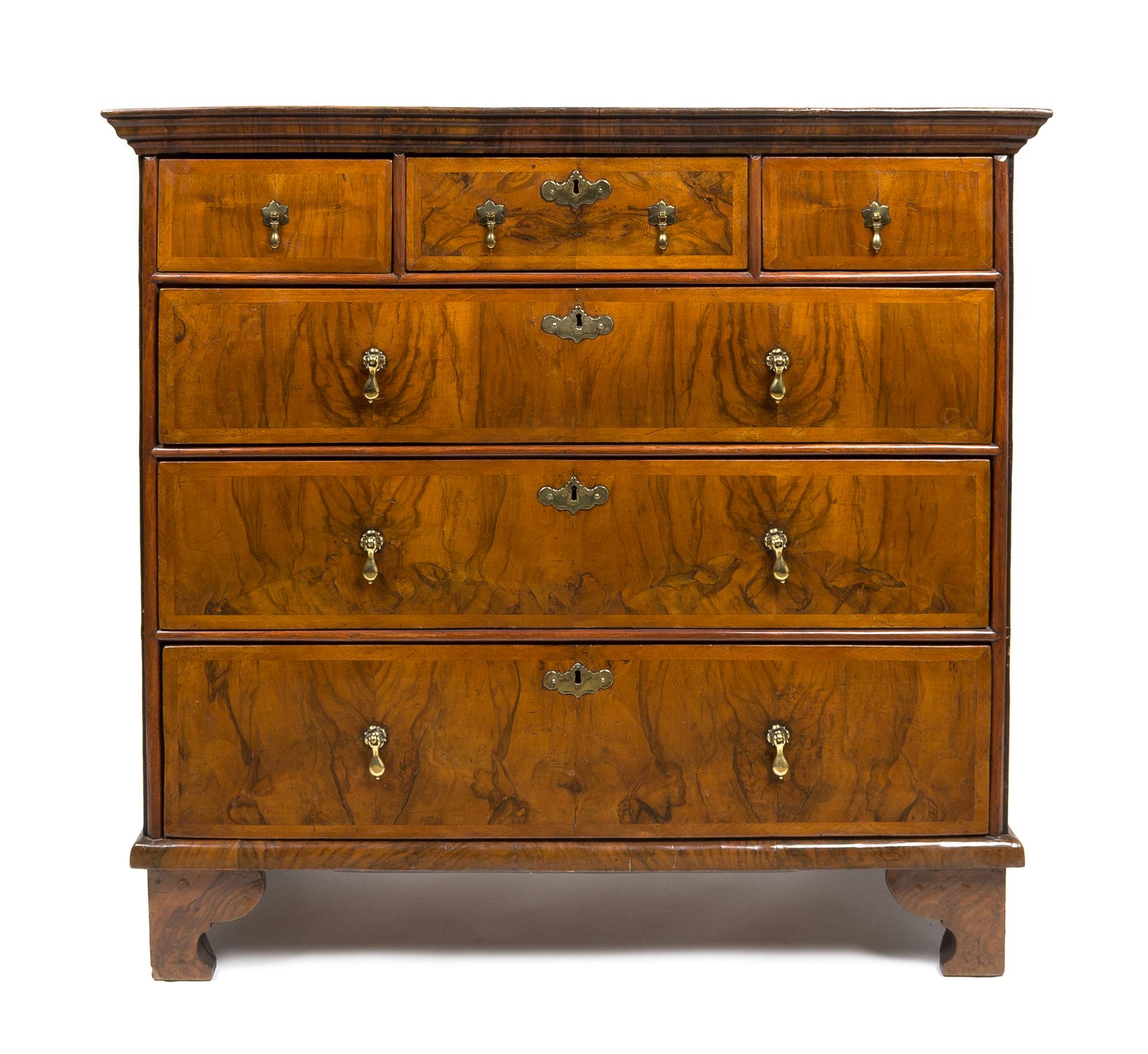 A George III Mahogany Chest of Drawers Height 38 x width 40 x depth 21 1/2 inches. — CIRCA 1900