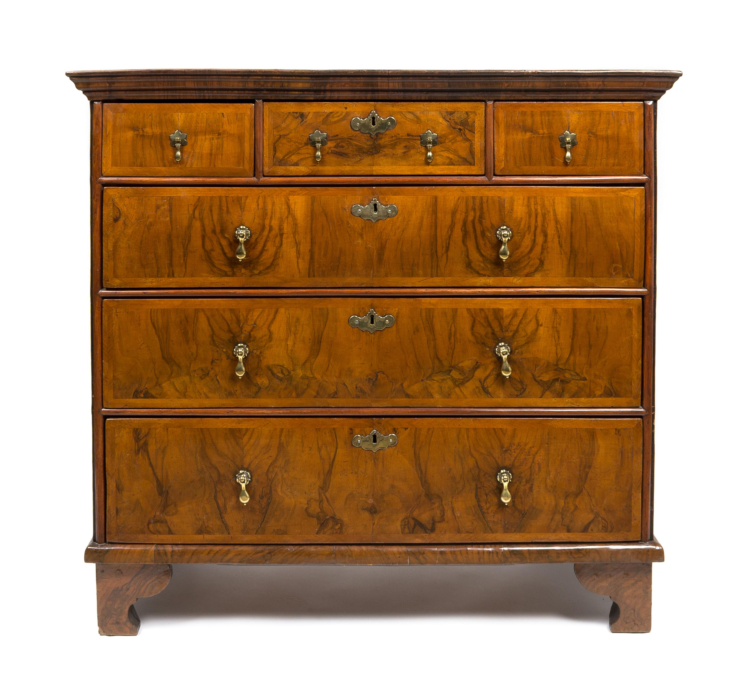 A George III Mahogany Chest of Drawers Height 38 x width 40 x depth 21 1/2 inches. — CIRCA 1900