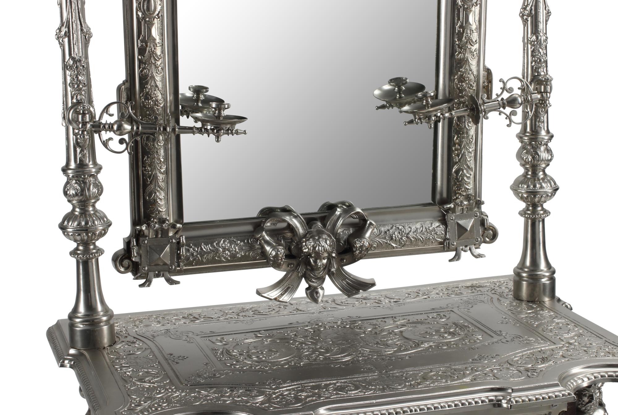 A French Silvered Iron Dressing Table