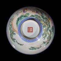 A Chinese Famille-Rose 'Eggshell' Porcelain Bowl, Shilu Mark, Republic Period 民國 石廬款薄胎賀壽圖碗
