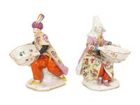 A Pair of Meissen Porcelain Figural Salts