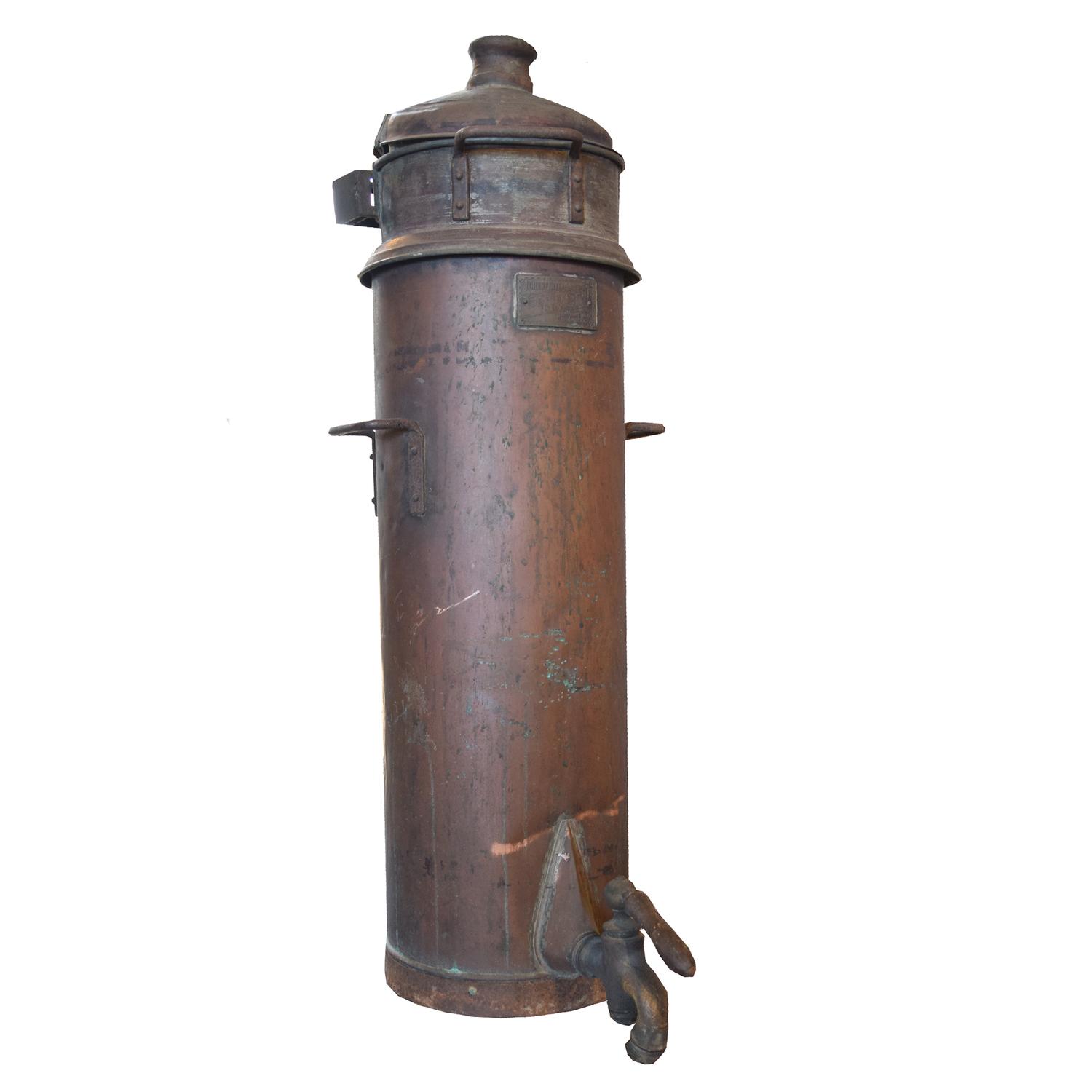 A Copper and Iron Vessel, Lisotto Grappa Distillery 11" W x 14" D x 32" H — Italy, 20th Century