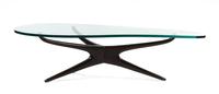 A Vladimir Kagan Walnut Tri-Symmetric Low Table Height 15 1/2 x width 59 x depth 30 inches.