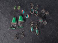 Navajo and Mixtec Clip and Screwback Earrings