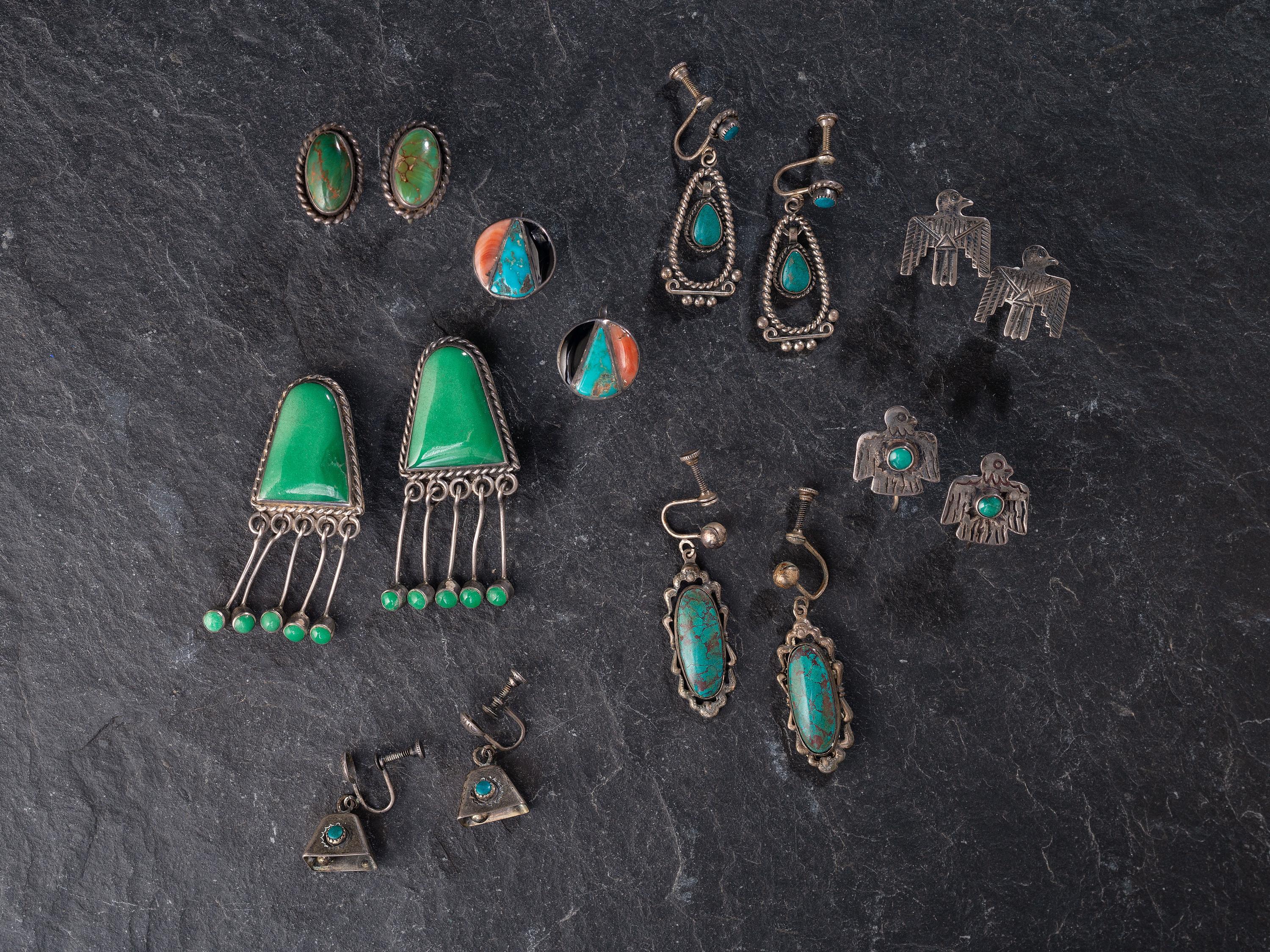 Navajo and Mixtec Clip and Screwback Earrings