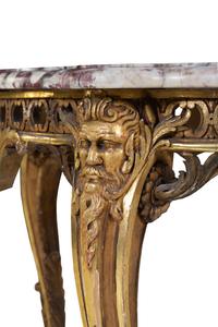 A Louis XV Style Giltwood Marble-Top Center Table