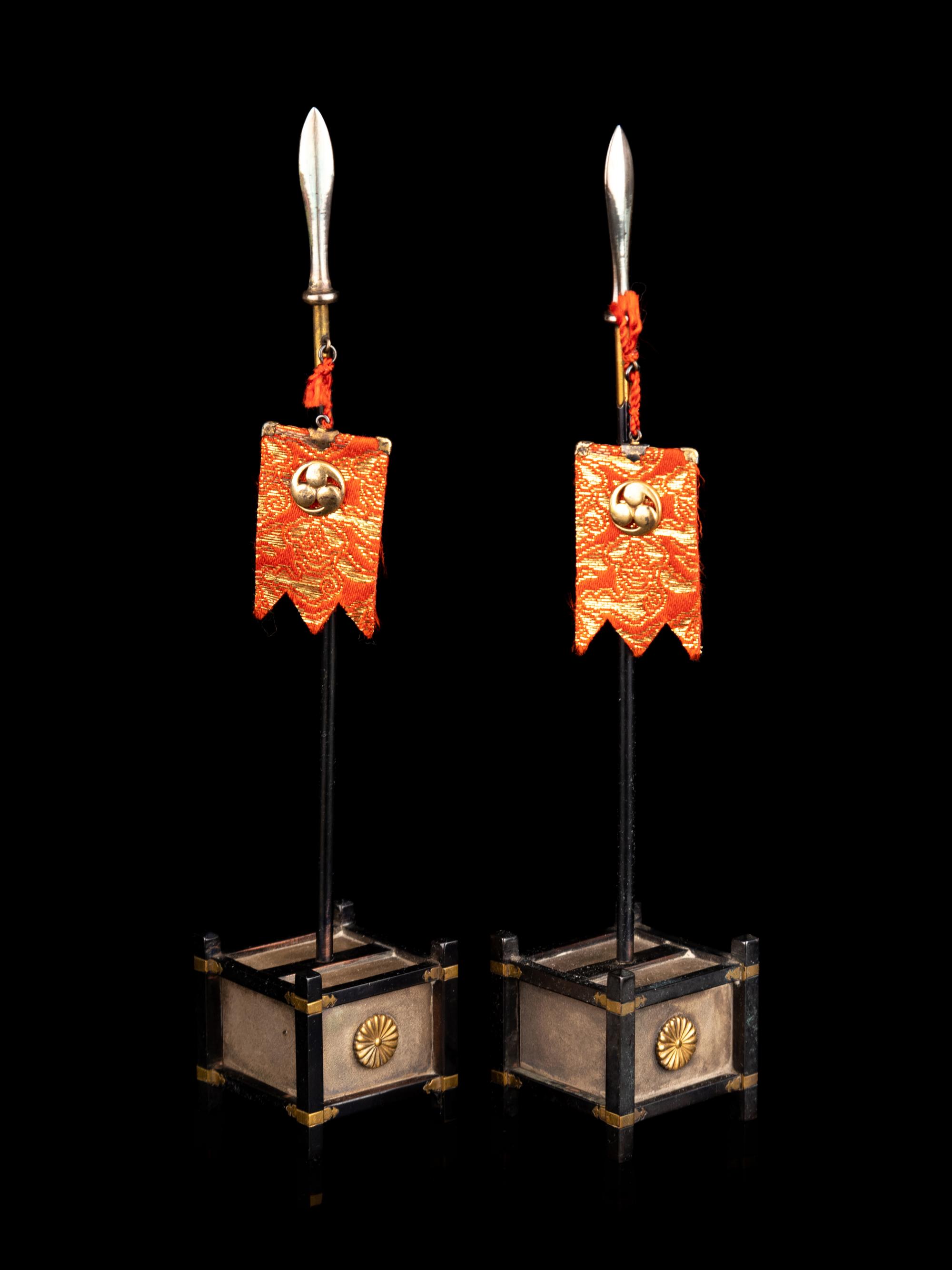 A Pair of Japanese Silver Chest-Form Bonbonnières