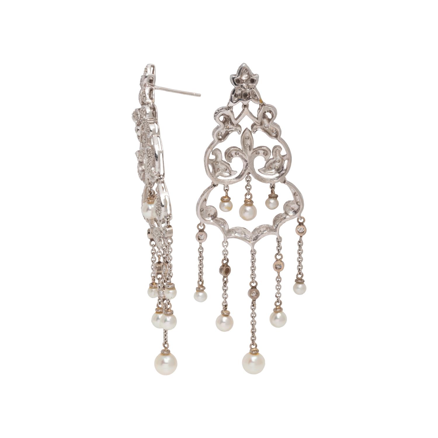 PENNY PREVILLE, DIAMOND AND CULTURED PEARL EARRINGS