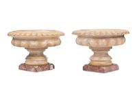 A Pair of Neoclassical Style Fluted Marble Jardinieres