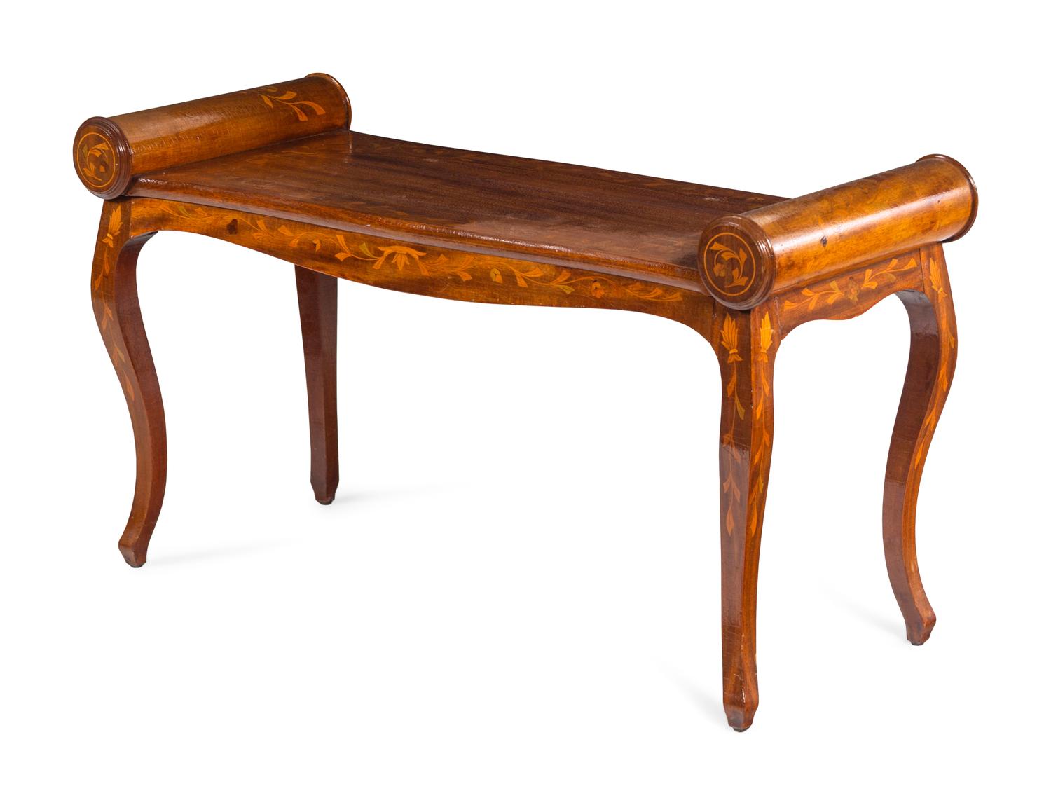 A Dutch Marquetry Hall Bench