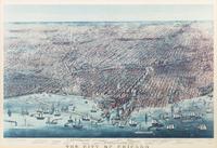 [MAPS OF CHICAGO AND ILLINOIS]. A group of 4 maps and bird's-eye views of Chicago.