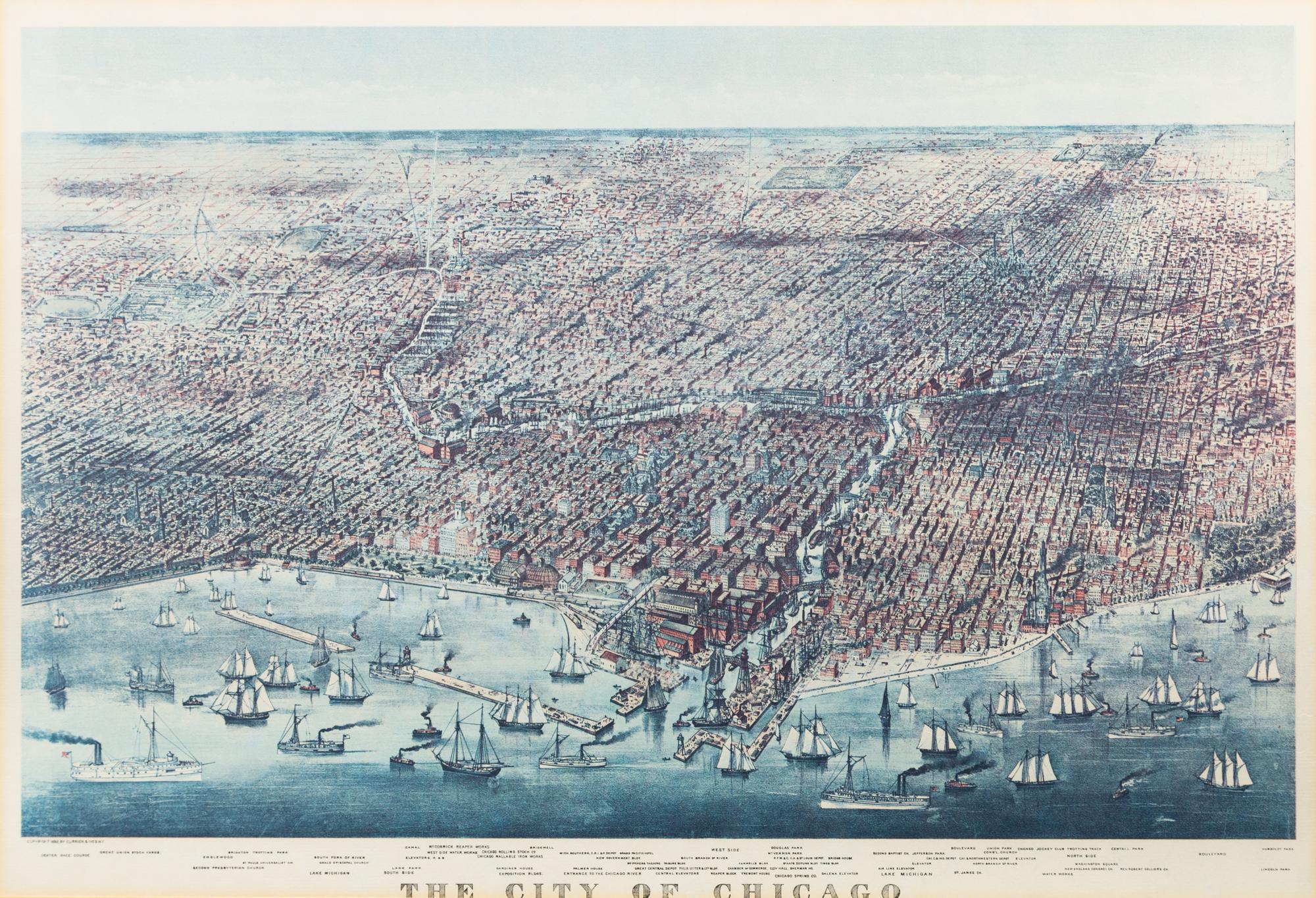 [MAPS OF CHICAGO AND ILLINOIS]. A group of 4 maps and bird's-eye views of Chicago.
